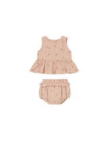 Quincy Mae Sleeveless Peplum Set - Cherries