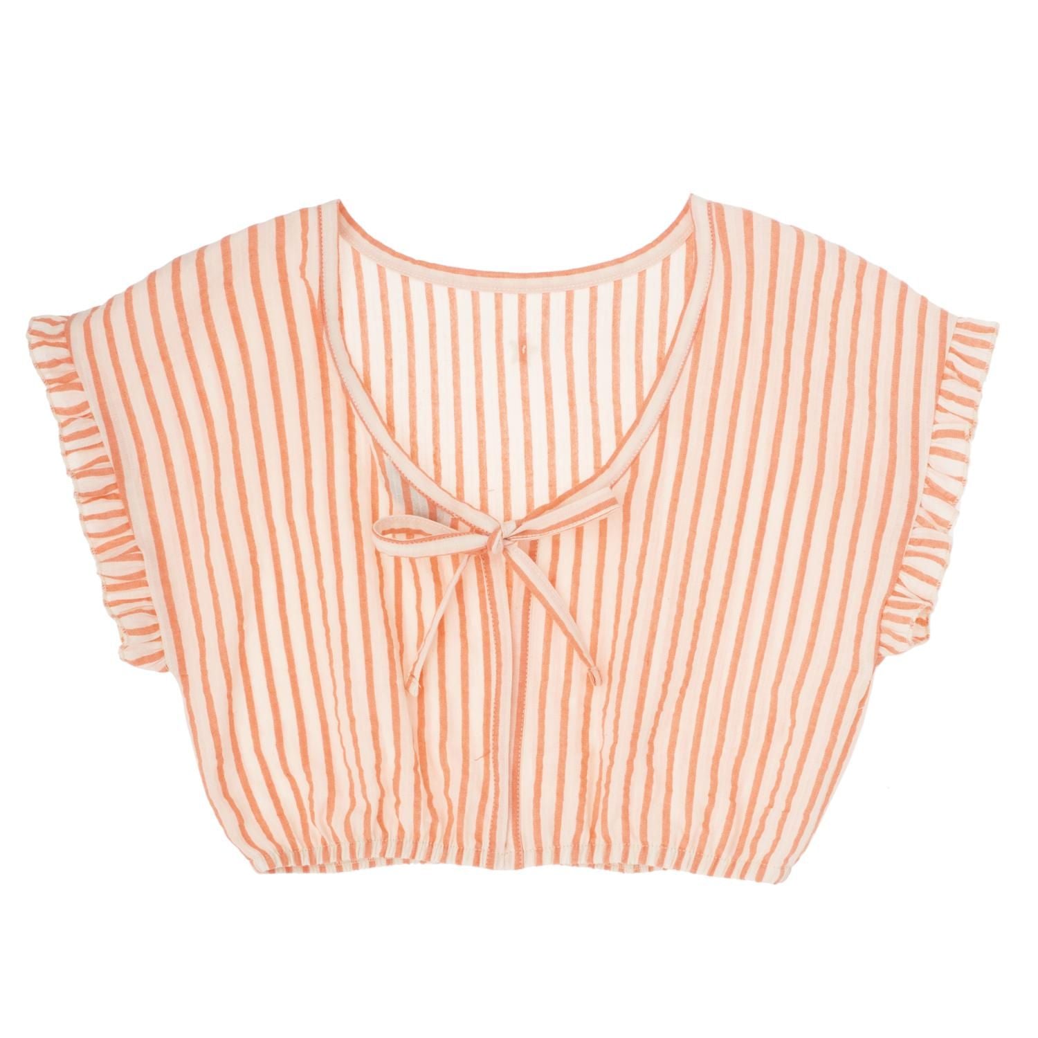 Tocoto Vintage Striped Blouse with Back Neckline - Pink