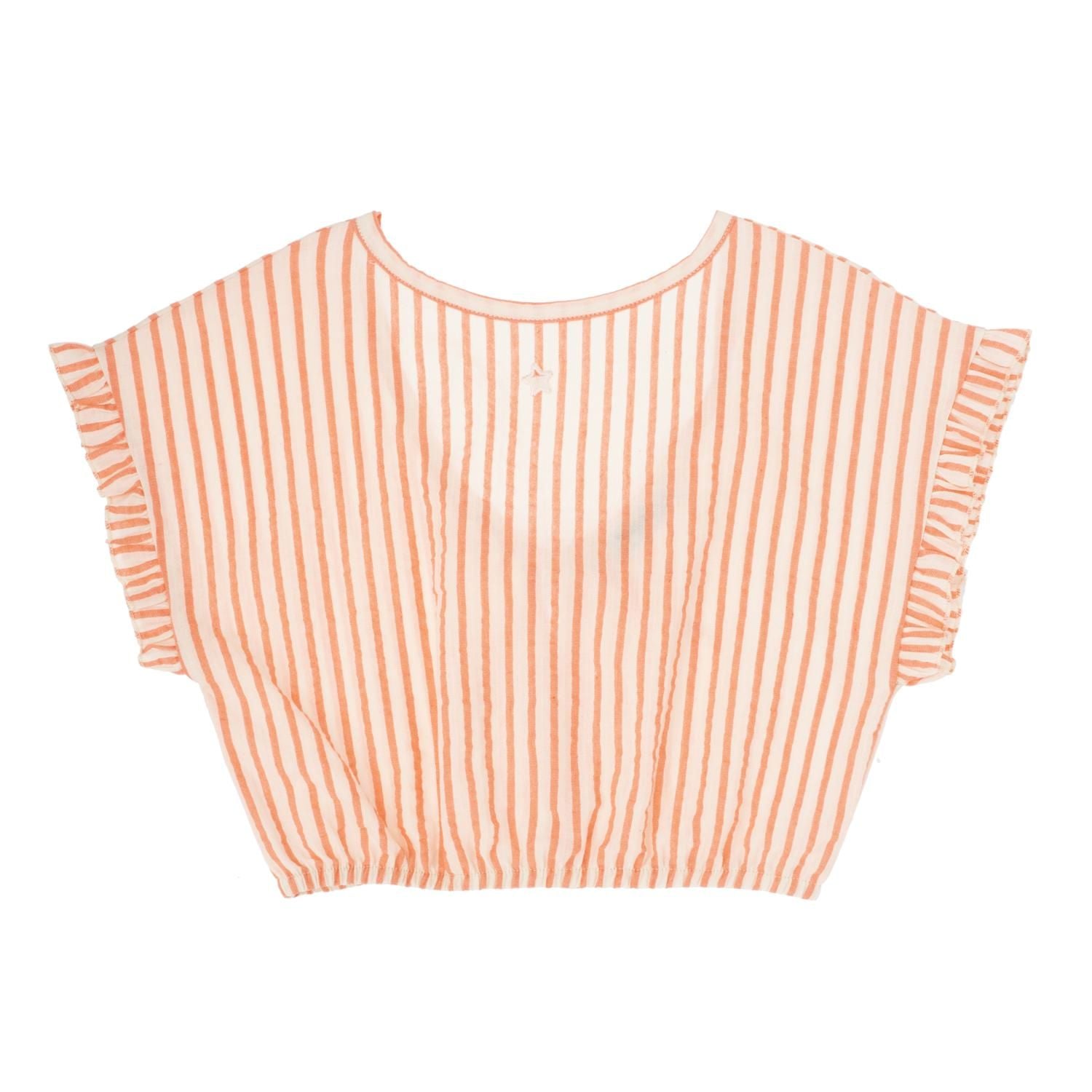 Tocoto Vintage Striped Blouse with Back Neckline - Pink
