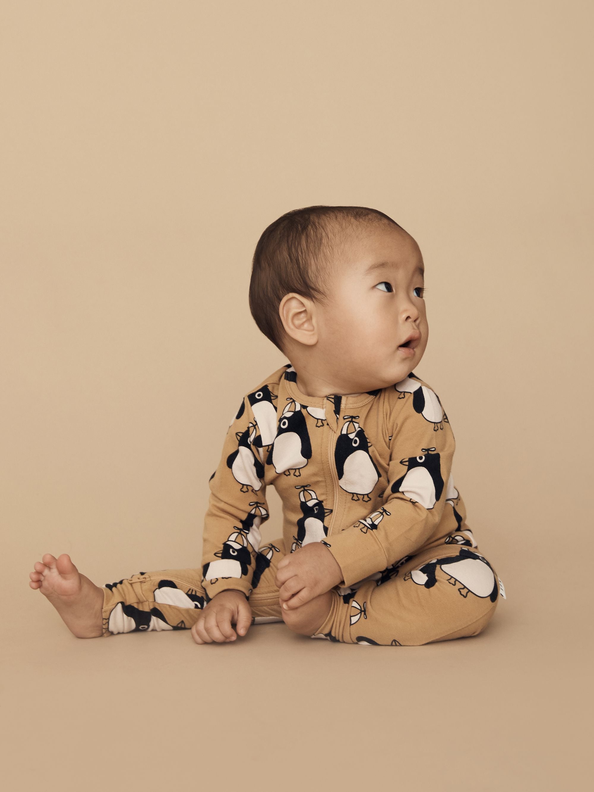 Huxbaby Cool Penguin Zip Romper - Amber