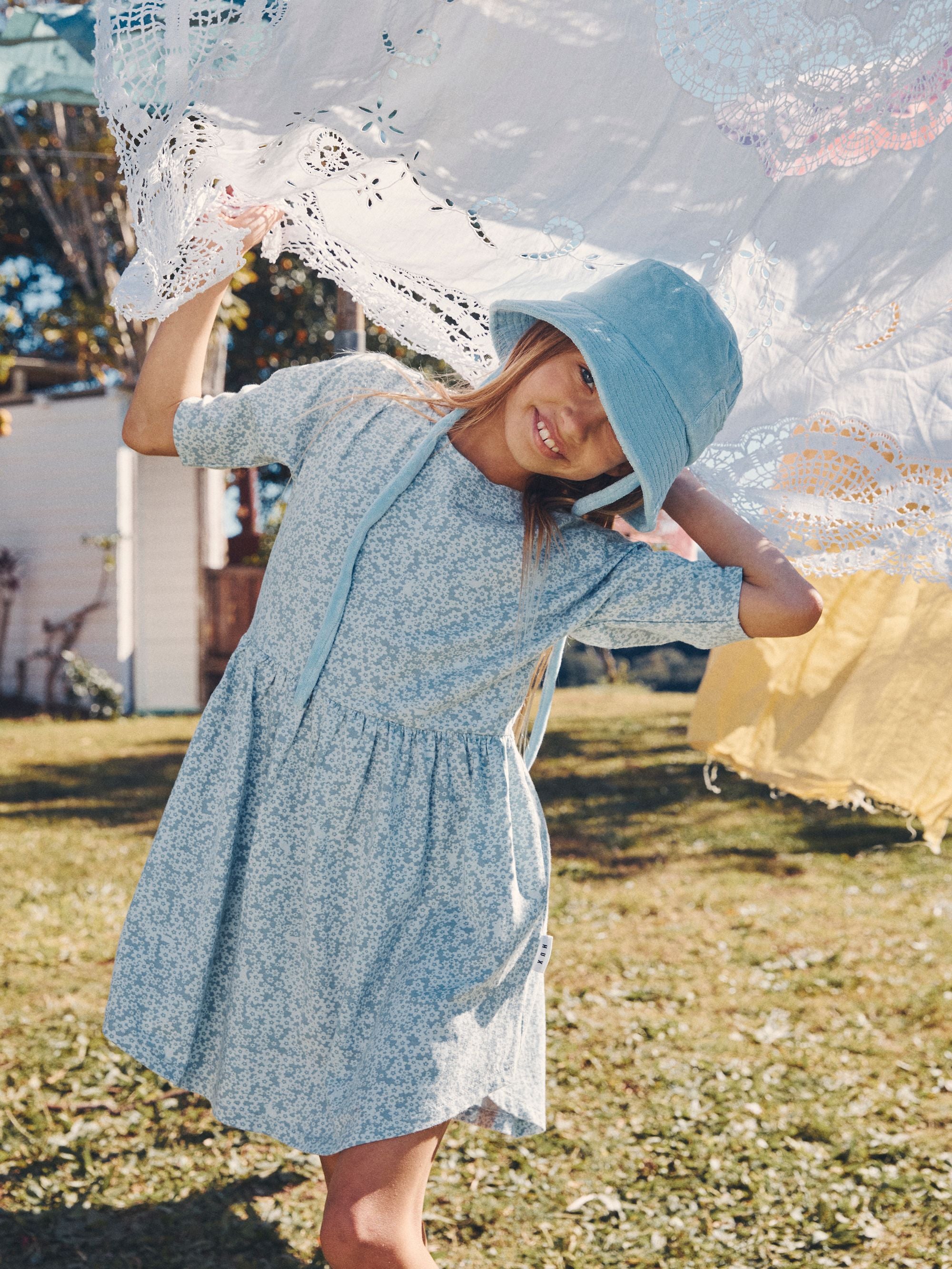 Huxbaby Floral Bunnies Swirl Dress - Frozen