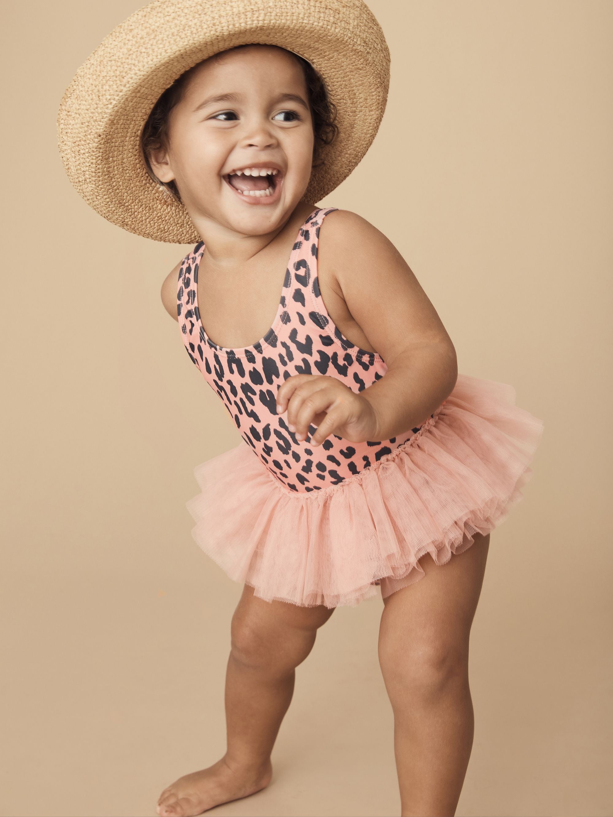 Huxbaby Leopard Ballet Swimsuit - Dusty Rose