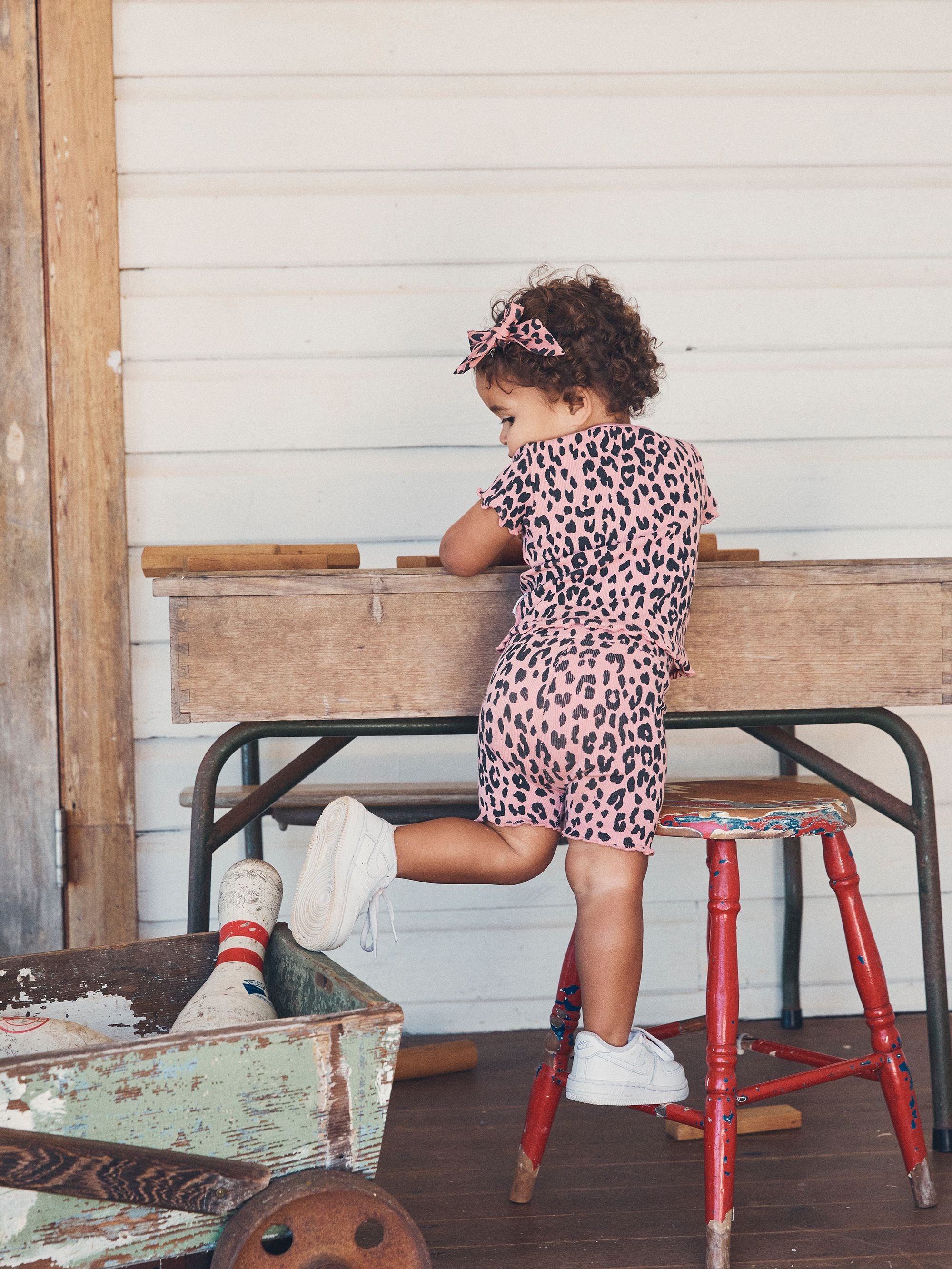 Huxbaby Leopard Rib Short - Dusty Rose