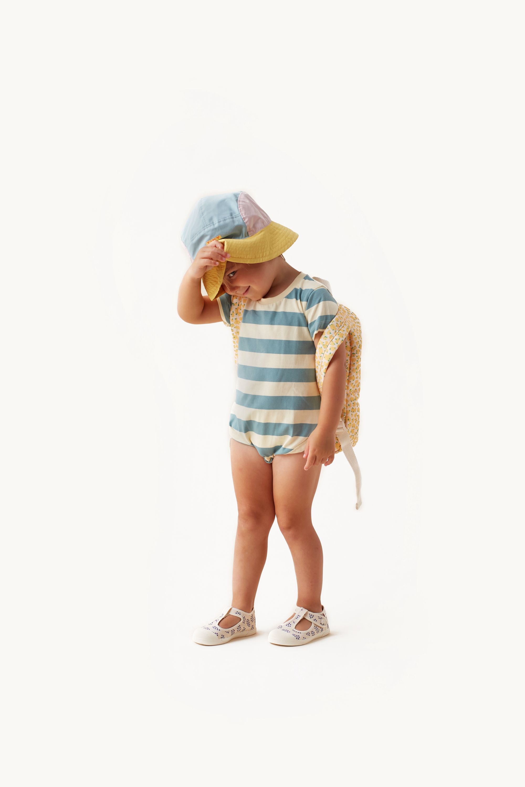 Tiny Cottons Medium Stripes Body - Pastel Yellow/Light Teal