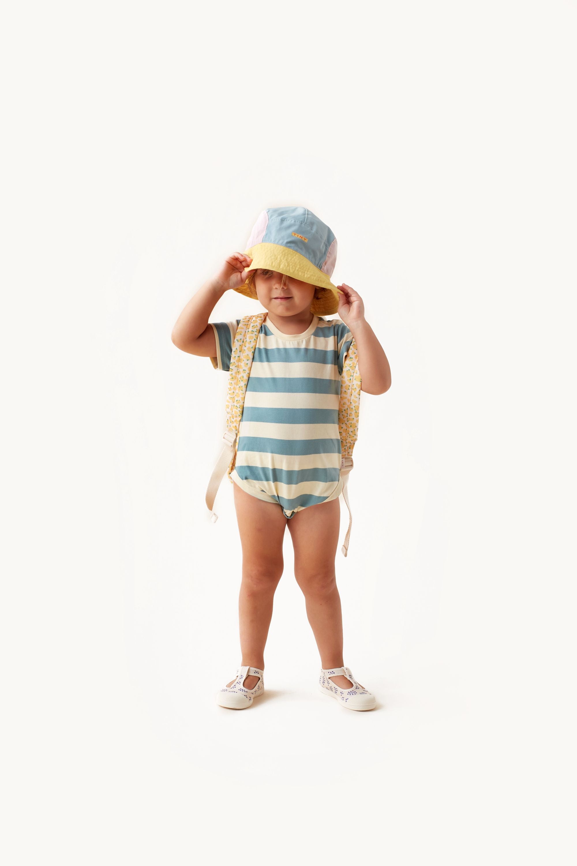 Tiny Cottons Medium Stripes Body - Pastel Yellow/Light Teal