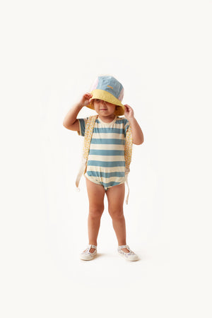 Tiny Cottons Medium Stripes Body - Pastel Yellow/Light Teal