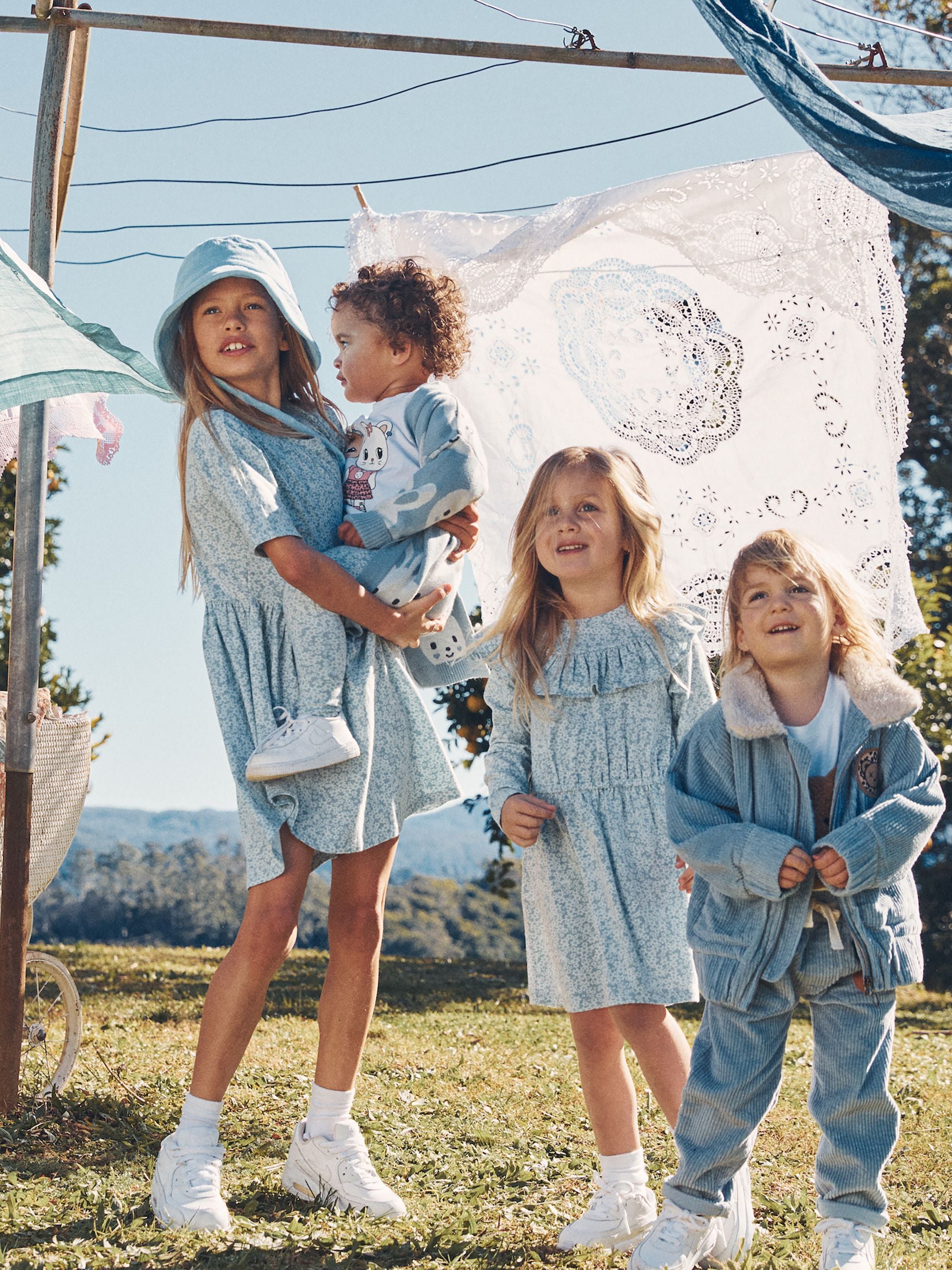 Huxbaby Floral Bunnies Swirl Dress - Frozen