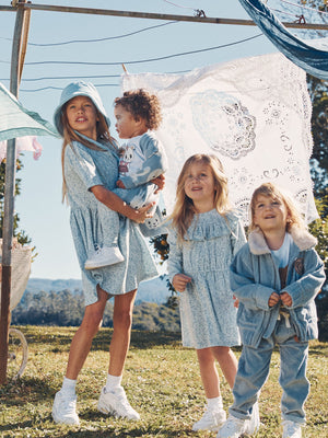 Huxbaby Floral Bunnies Swirl Dress - Frozen