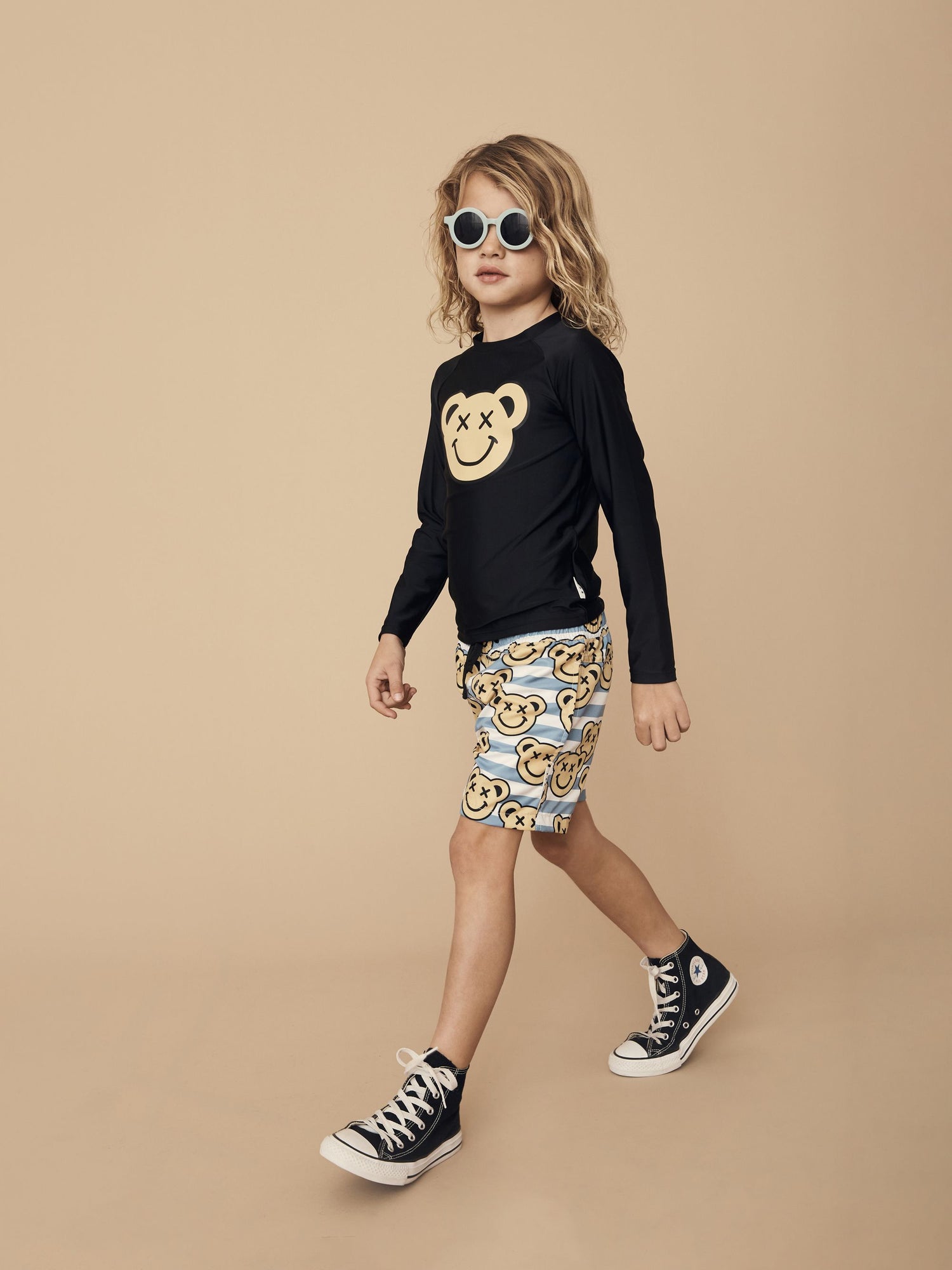 Huxbaby Smiley Bear Rashguard - Black