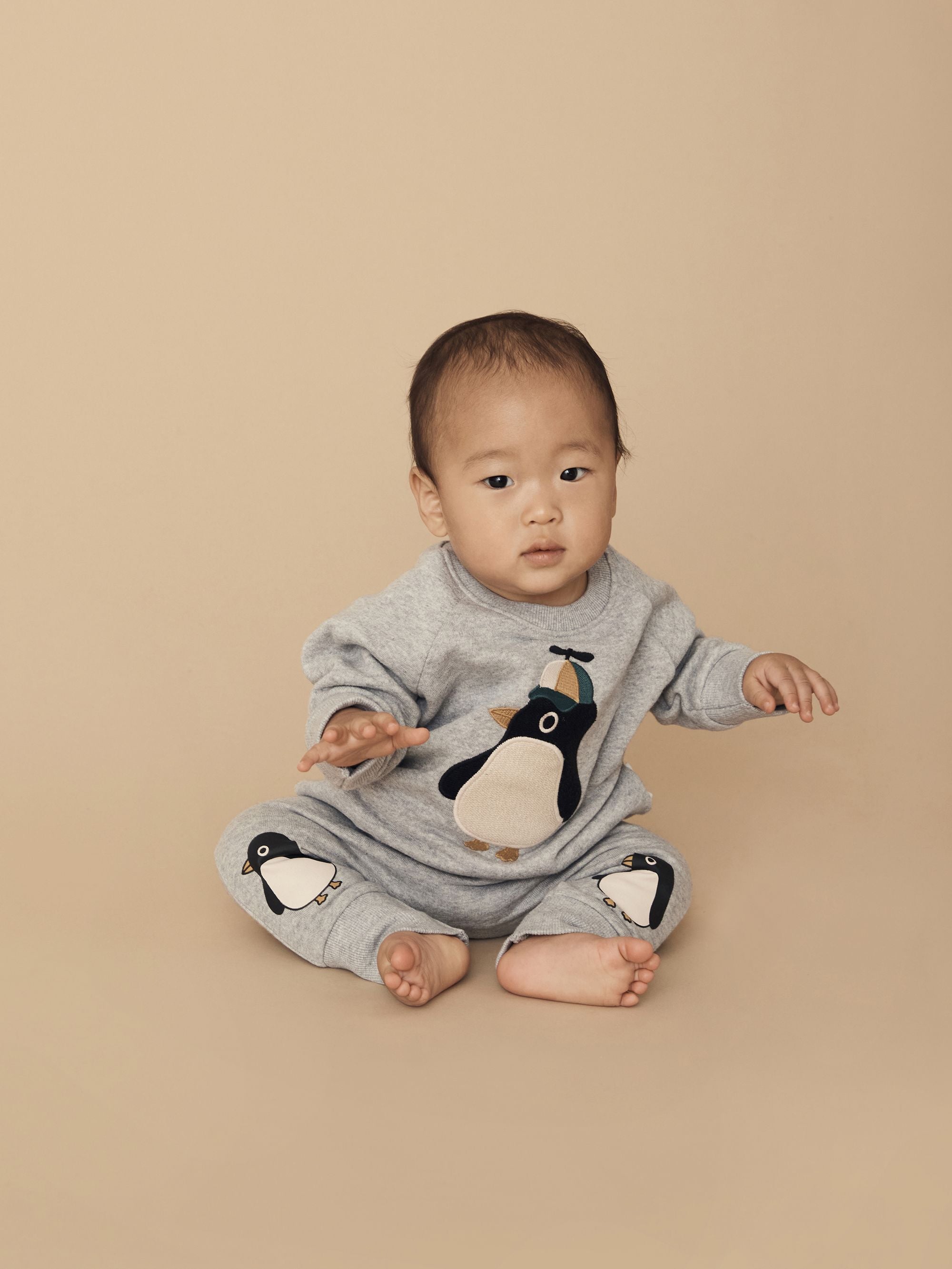 Huxbaby Cool Penguin Sweatshirt - Grey Marle