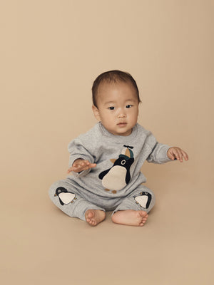 Huxbaby Cool Penguin Sweatshirt - Grey Marle