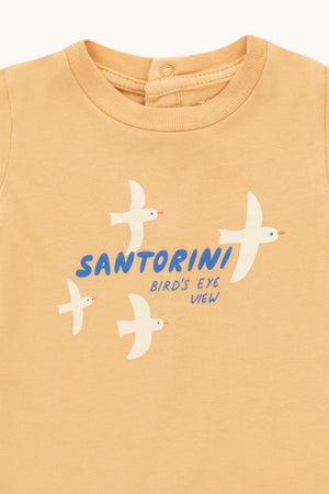 Tiny Cottons Santorini birds Body - Almond/Light Cream