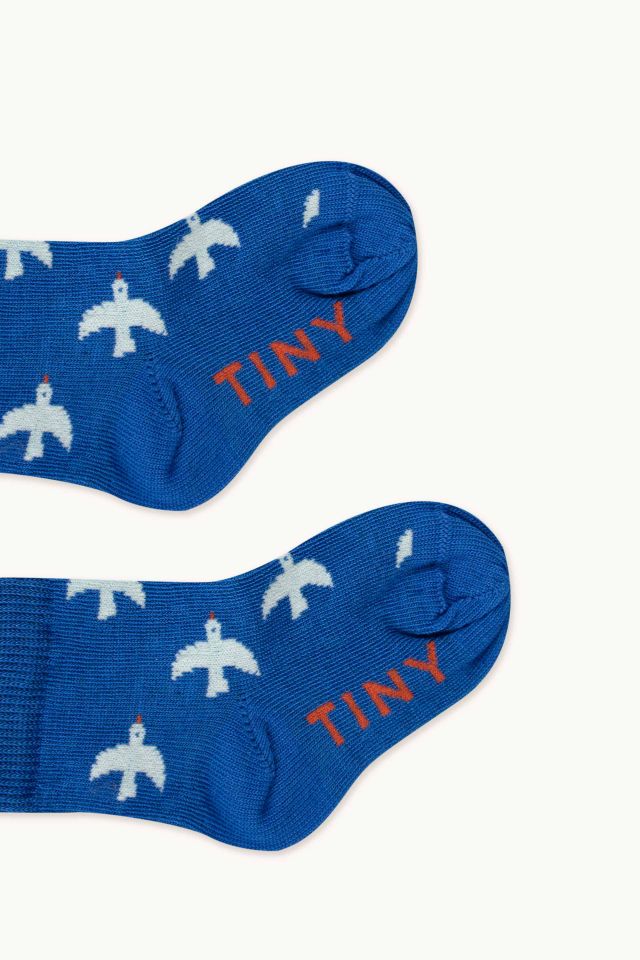 Tiny Cottons Santorini Birds Quarter Socks - Ultramarine