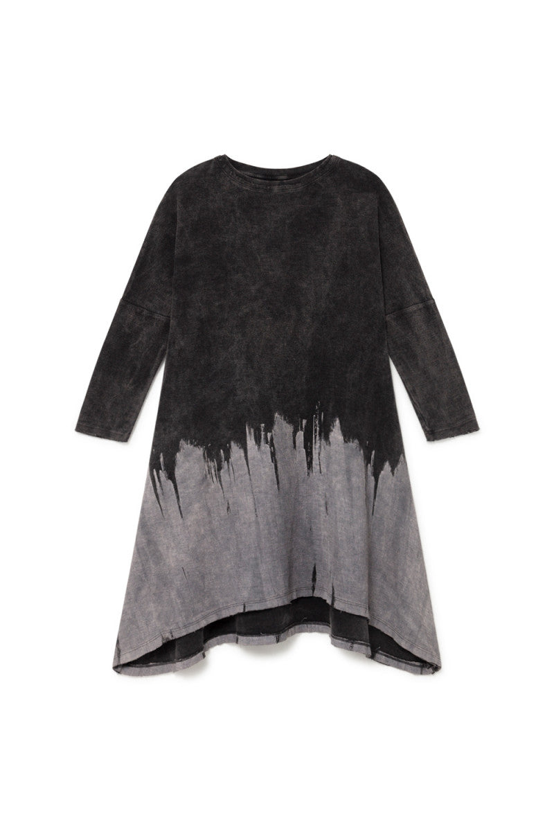 Little Creative Factory Soft Stonewash Brushstroke Dress - Faded Black