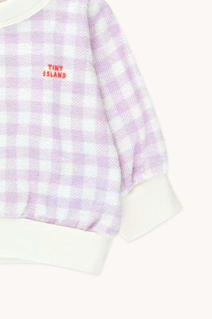 Tiny Cottons Vichy Baby Sweatshirt - Off White/Pastel Lilac