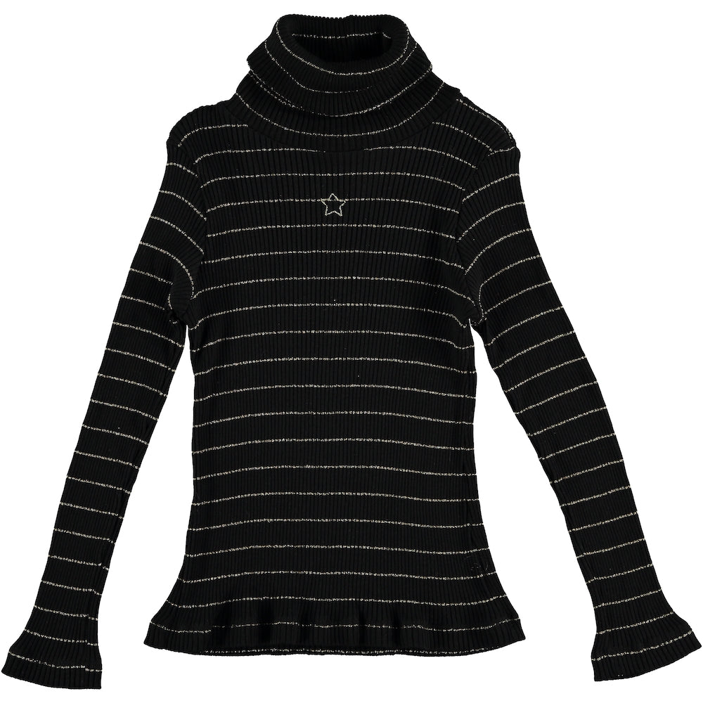 Tocoto Vintage Lurex Stripe Long Sleeve T-Shirt - Black