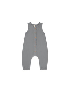 Quincy Mae Woven Button Jumpsuit - Washed Indigo